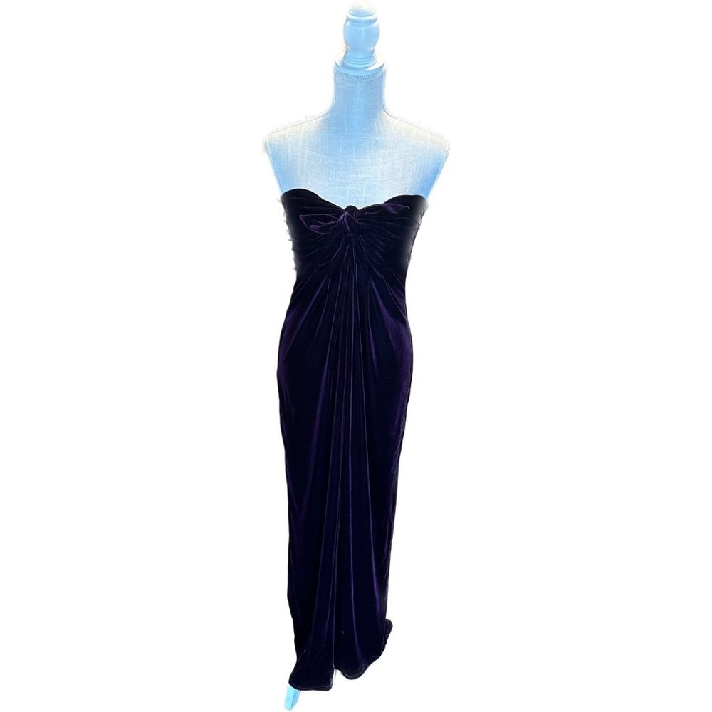 Tadashi Plum Strapless Velvet Formal Dress